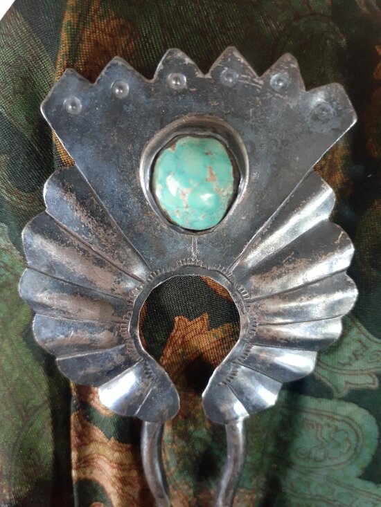 VINTAGE NAVAJO STERLING SILVER TURQUOISE HAIRPIN main image 9